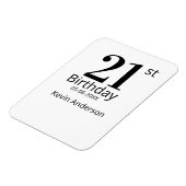 21st birthday bold letter name date simple man boy magnet (Linke Seite)
