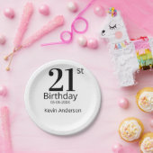 21st birthday bold letter name date simple man boy pappteller (Party)