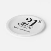 21st birthday bold letter name date simple man boy pappteller (Schrägansicht)