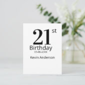 21st birthday bold letter name date simple man boy postkarte (Stehend Vorderseite)