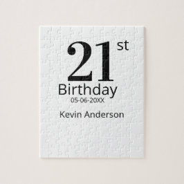 21st birthday bold letter name date simple man boy puzzle