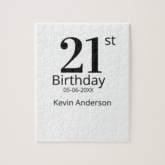 21st birthday bold letter name date simple man boy puzzle (Vertikal)