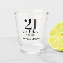 21st birthday bold letter name date simple man boy schnapsglas