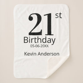 21st birthday bold letter name date simple man boy sherpadecke