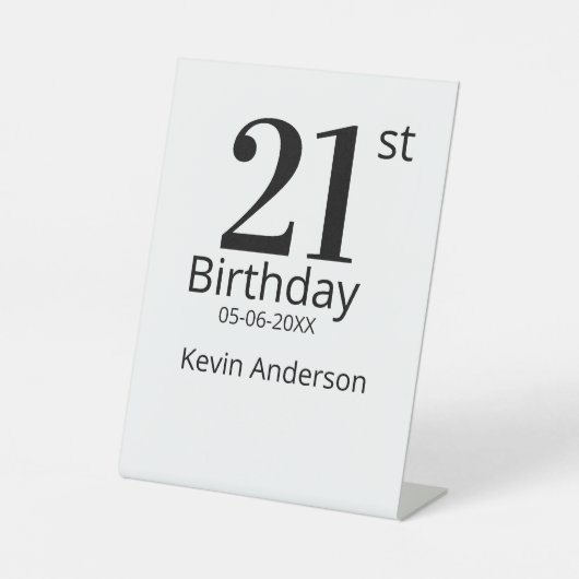 21st birthday bold letter name date simple man boy sockelschild (Vorderseite)