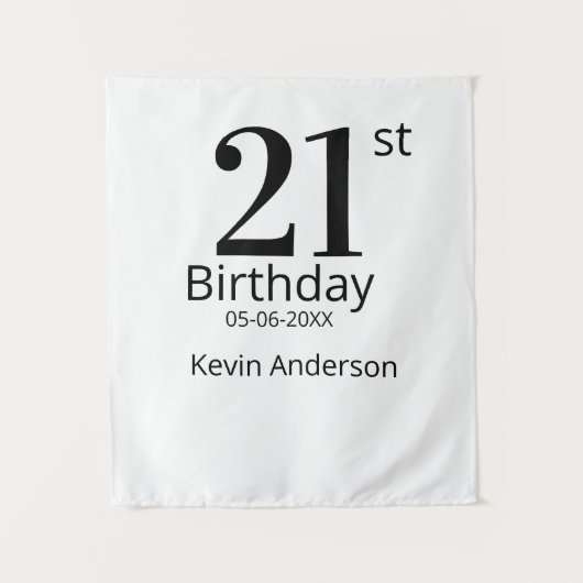 21st birthday bold letter name date simple man boy wandteppich (Vorderseite)