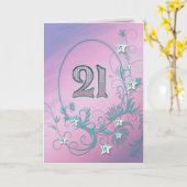 21st Birthday card with diamond stars Karte (Gelbe Blume)