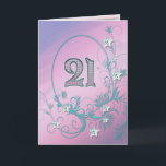 21st Birthday card with diamond stars Karte<br><div class="desc">A birthday card with pizazz! Bling and diamonds will show how much you care!</div>