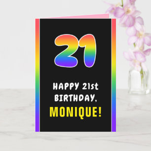 21st Birthday: Colorful Rainbow # 21, Custom Name Karte