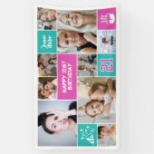 21st Birthday Custom Photo Collage Aqua Pink Banner (Vertikal)