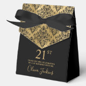 21st Birthday Gold Damask Thank You Geschenkschachtel (Vorderseite)