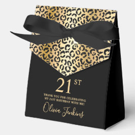 21st Birthday Gold Leopard Print Thank You  Geschenkschachtel
