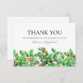 21st Birthday Holly December Birth Flower Custom Dankeskarte (Vorne/Hinten)