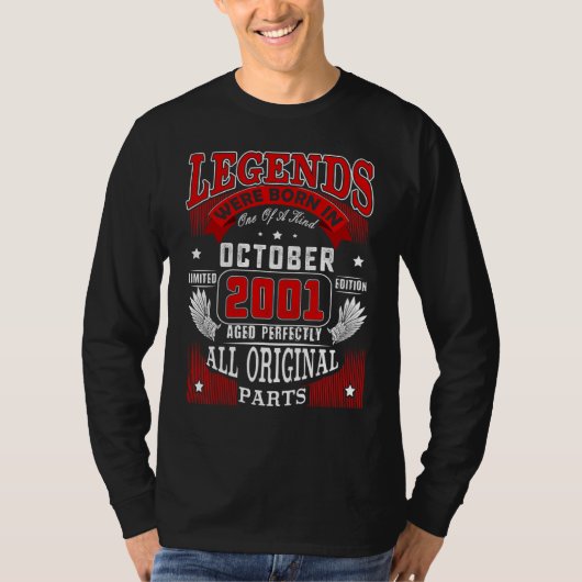 21st Birthday Legends Born In October 2001 21 Yrs T-Shirt (Vorderseite)