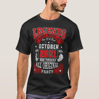 21st Birthday Legends Born In October 2001 21 Yrs T-Shirt