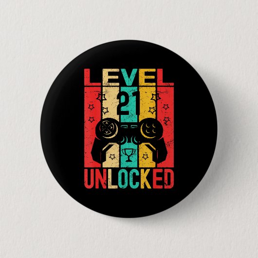 21st Birthday Level 21 Unlocked Gamer Funny Birthd Button (Vorderseite)