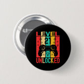 21st Birthday Level 21 Unlocked Gamer Funny Birthd Button (Vorne & Hinten)