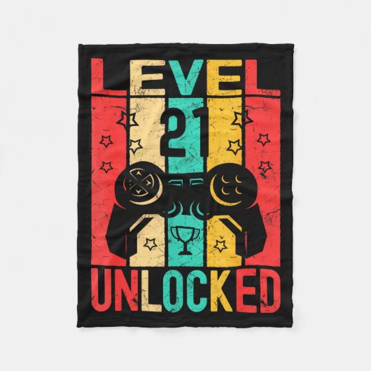 21st Birthday Level 21 Unlocked Gamer Funny Birthd Fleecedecke (Vorderseite)