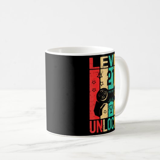 21st Birthday Level 21 Unlocked Gamer Funny Birthd Kaffeetasse (VorderseiteRechts)