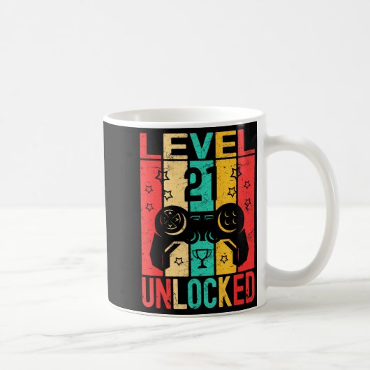 21st Birthday Level 21 Unlocked Gamer Funny Birthd Kaffeetasse (Rechts)