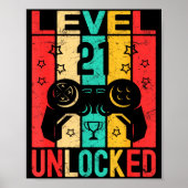 21st Birthday Level 21 Unlocked Gamer Funny Birthd Poster (Vorne)