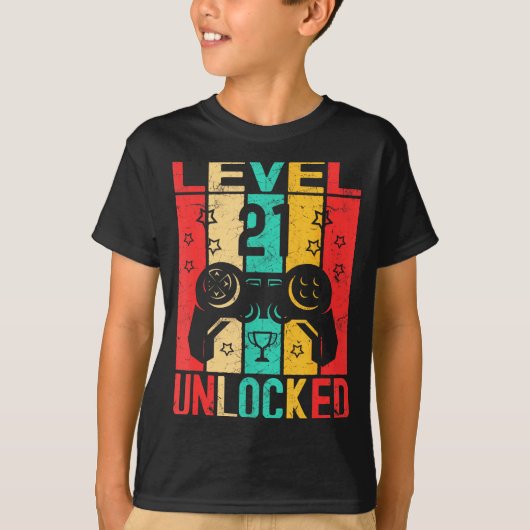 21st Birthday Level 21 Unlocked Gamer Funny Birthd T-Shirt (Vorderseite)