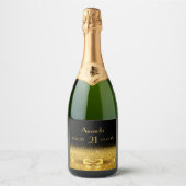 21st birthday party black gold name chic schaumweinetikett (Vorderseite)