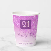 21st Birthday Party Gleaming Pink Glitter Pappbecher (Rückseite)