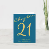 21st Birthday Party Gold Script Blue Karte (Vorderseite)
