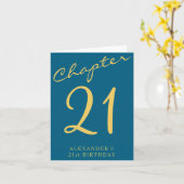 21st Birthday Party Gold Script Blue Karte (Gelbe Blume)