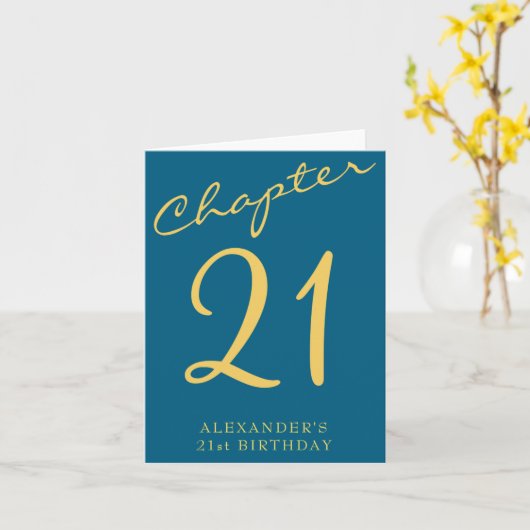 21st Birthday Party Gold Script Blue Karte (Gelbe Blume)