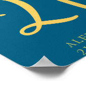 21st Birthday Party Gold Script Blue Poster (Ecke)