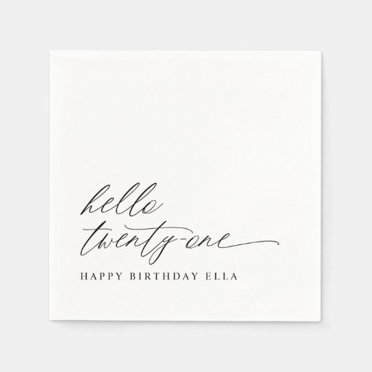 21st Birthday Party Hello 21 Modern Milestone Serviette (Vorderseite)