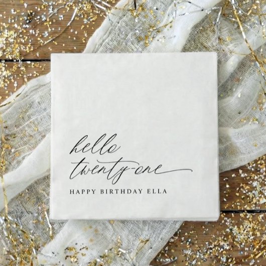 21st Birthday Party Hello 21 Modern Milestone Serviette