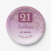 21st Birthday Party Sparkle Rose Gold Glitter Pappteller (Vorderseite)