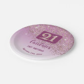 21st Birthday Party Sparkle Rose Gold Glitter Pappteller (Schrägansicht)