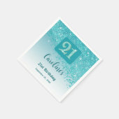 21st Birthday Party Sparkling Teal Blue Glitter Serviette (Ecke)
