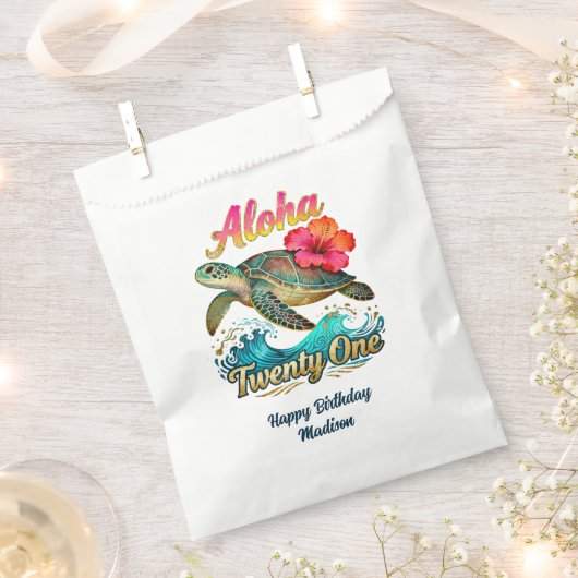21st Birthday Personalized Tropical Sea Turtle Geschenktütchen (Ausgeschnitten)