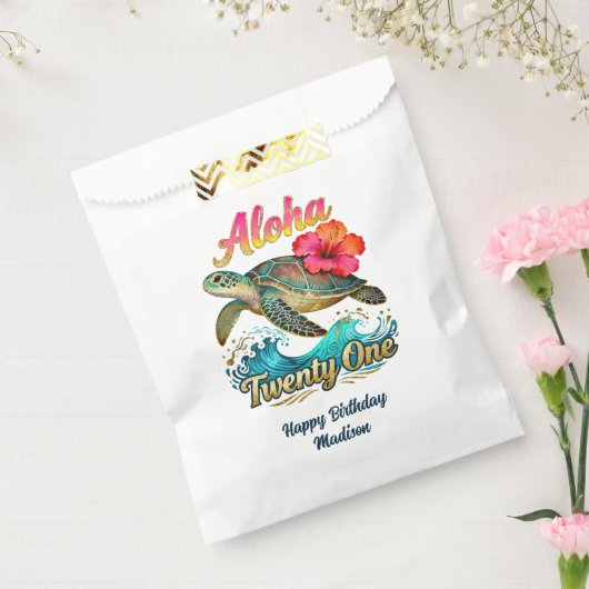  21st Birthday Personalized Tropical Sea Turtle  Geschenktütchen (Versiegelt)