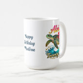  21st Birthday Personalized Tropical Sea Turtle  Kaffeetasse (VorderseiteRechts)