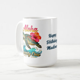  21st Birthday Personalized Tropical Sea Turtle  Kaffeetasse