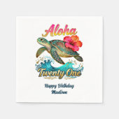  21st Birthday Personalized Tropical Sea Turtle  Serviette (Vorderseite)