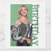 21st Birthday Photo college Party  Weinetikett (Einzelnes Label)