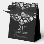 21st Birthday Silver Floral Thank You Geschenkschachtel (Vorderseite)