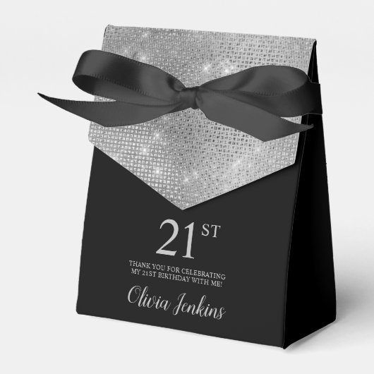 21st Birthday Silver Thank You Favor Box Geschenkschachtel (Vorderseite)