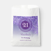 21st Birthday | Sparkling Purple Gold Glitter Geschenktütchen (Vorderseite)