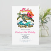  21st Birthday Tropical Ocean Beach Theme Einladung (Stehend Vorderseite)