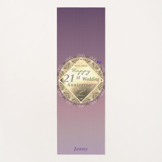 21st Wedding Anniversary Brass Yoga Mat Yogamatte (Vorderseite)