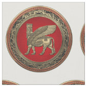 [220] Assyrian Winged Bull - Gold Lamassu Stoff (Nahaufnahme)