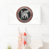 [220] Assyrian Winged Lion - Silver Lamassu Banner (Insitu)